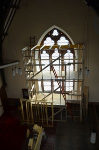 South transept staging going up