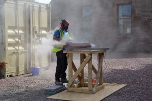 Sanding the stone