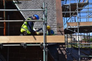 Final preparation of the stone on the scafold