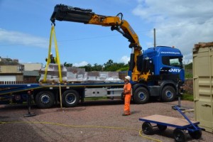 Unloading with the crane