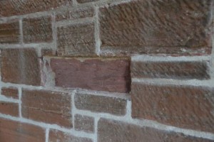 Repointing, one stone cut for indenting