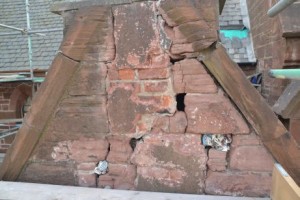 Choir vestry gable end in way of chimney