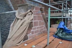 Rebuilt choir vestry gable